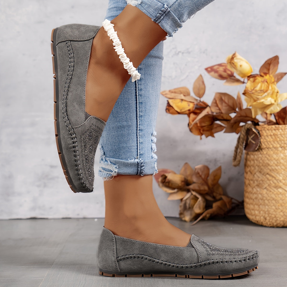 Lyrissa | Floral Slip-On Casual Loafers