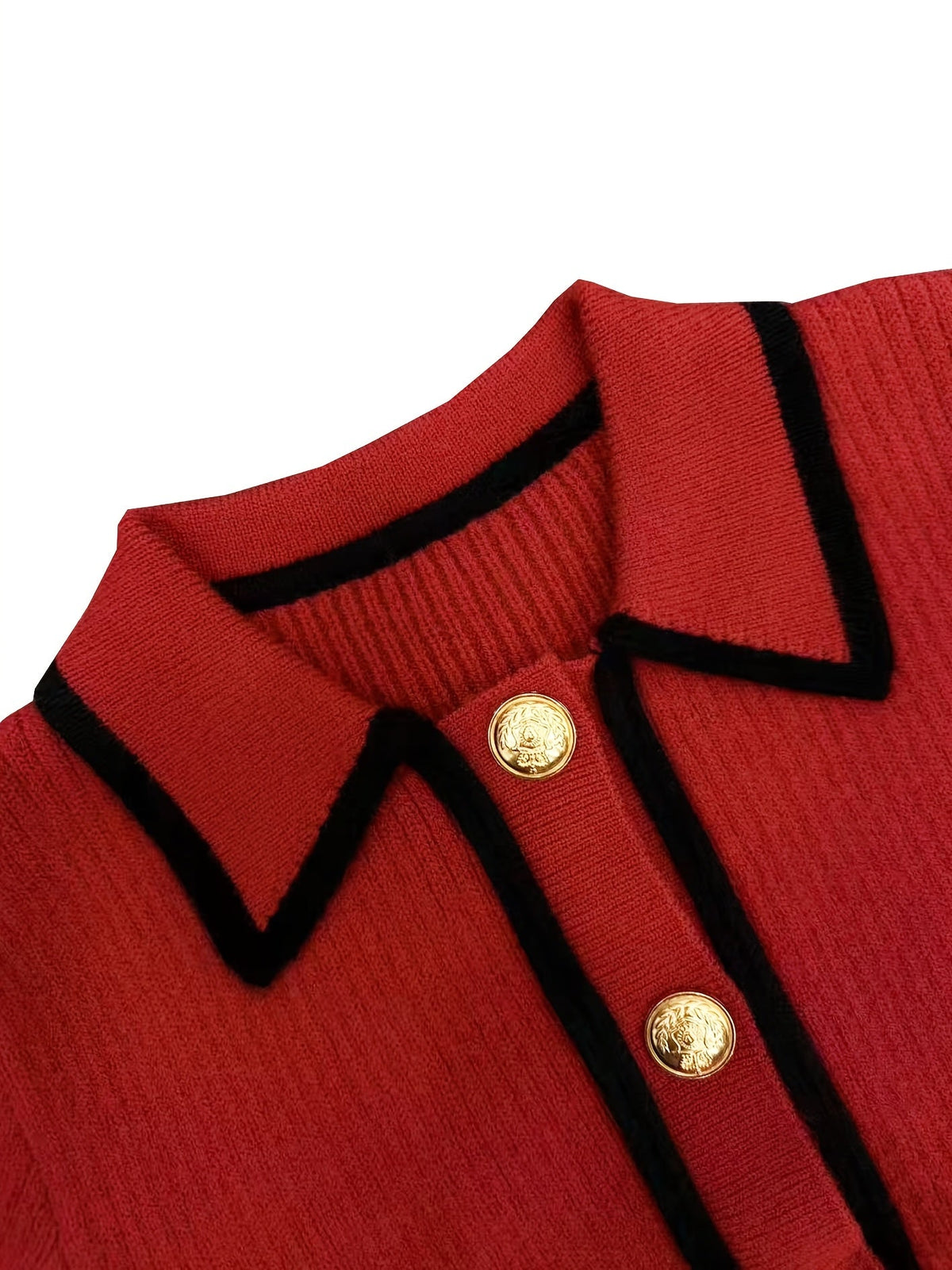 Roweina | Long Sleeve Contrast Trim Button Jumper
