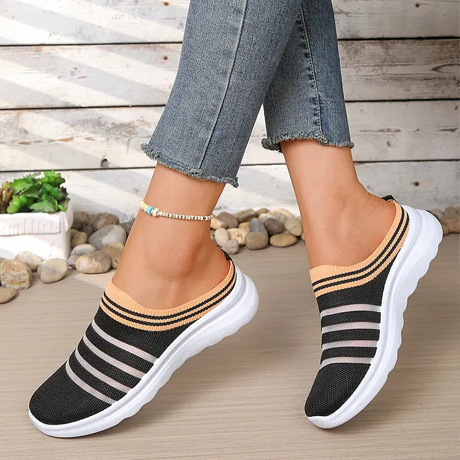 Aleyda | Slip On Striped Knit Casual Trainers