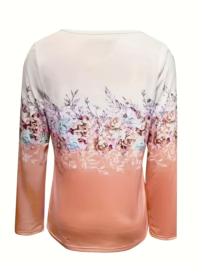 Saskette | Floral Print Top with Zip Neckline