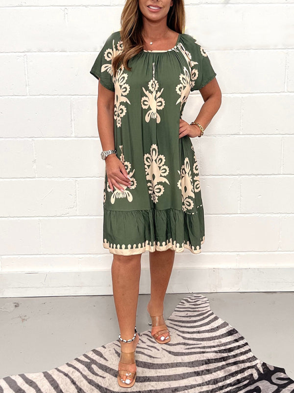 Ranee | Printed Short Sleeve Smock Dress