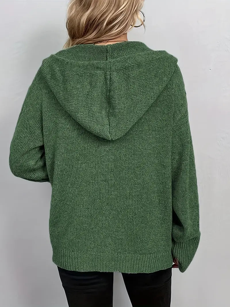 Suthida | Hooded Button Front Knitted Cardigan Sweater