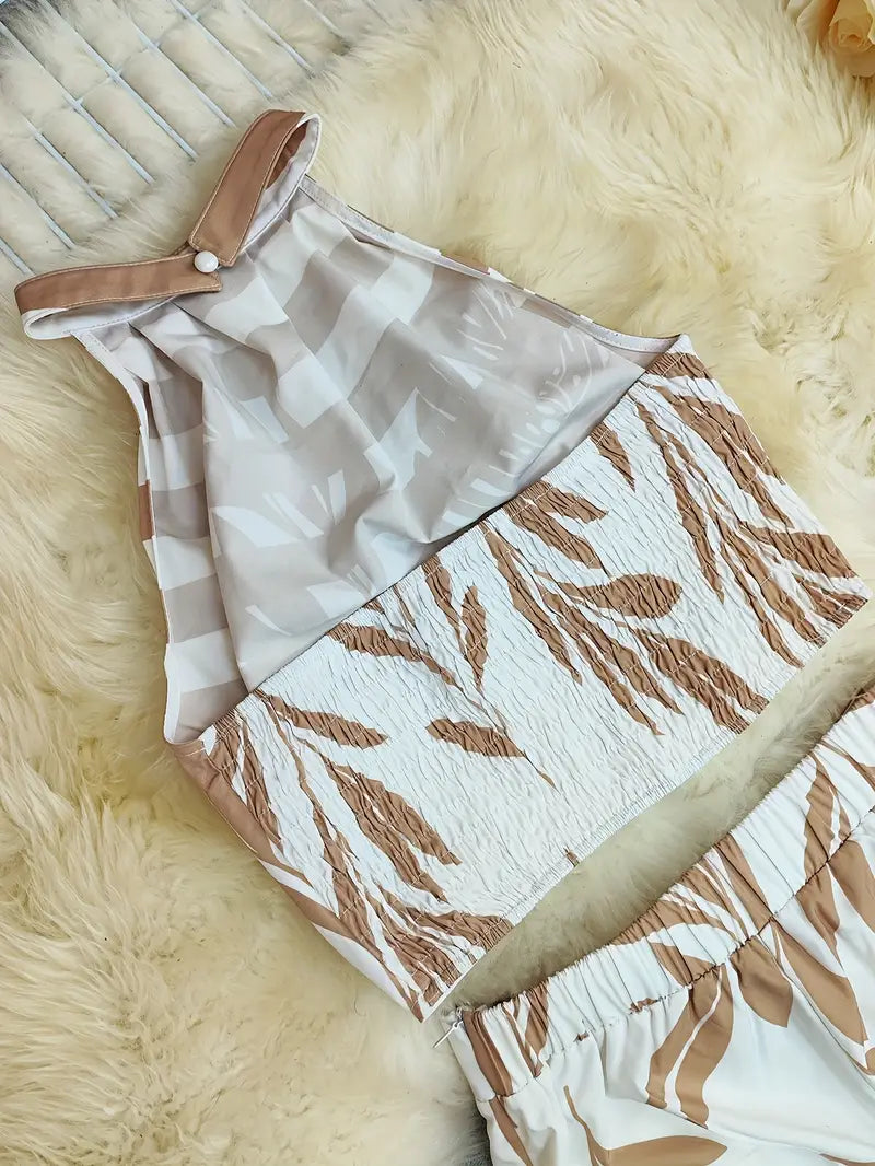 Zirina | Tropical Print Halter Two Piece Set