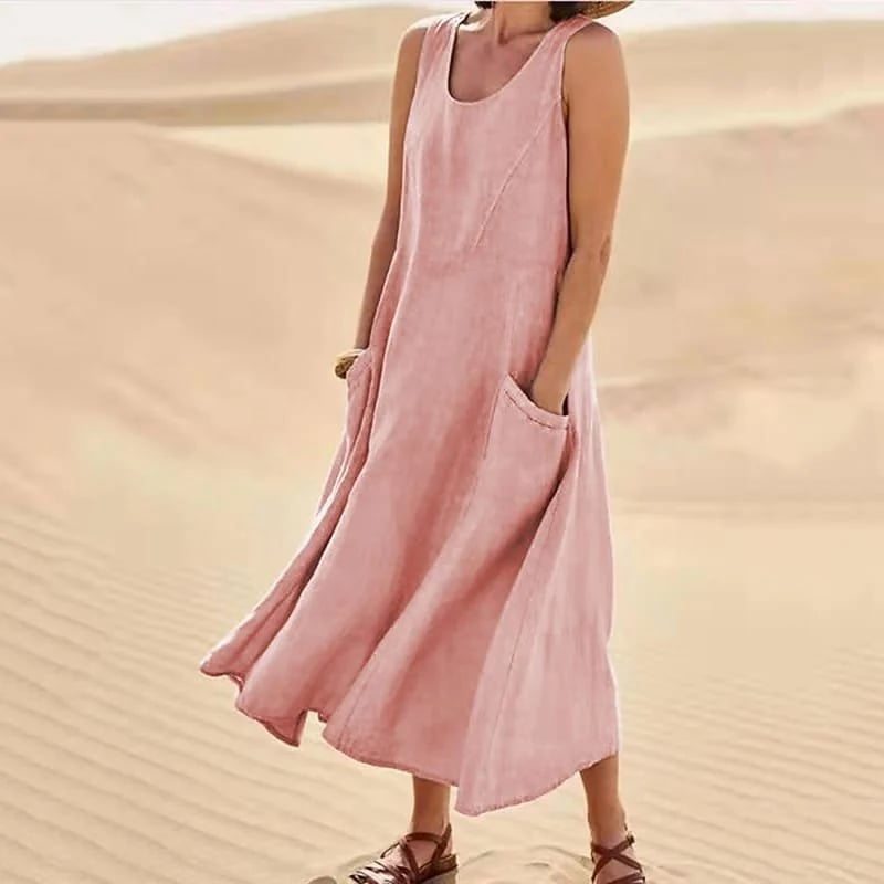 Zoha | Sleeveless Pocket Maxi Swing Dress