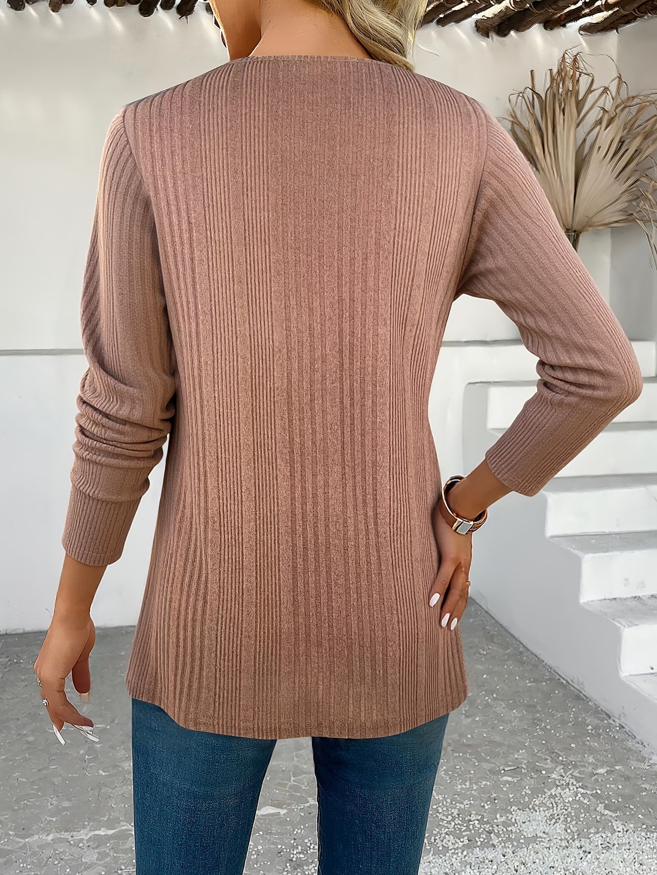 Lizeth | Ribbed Long Sleeve Printed Tunic