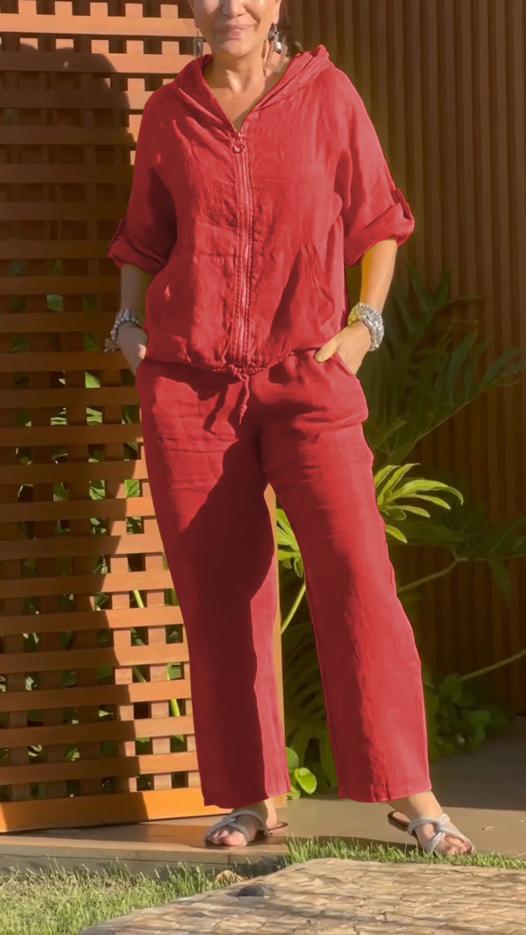 Pietra | Co-ord Hooded Zip Straight Trouser Set