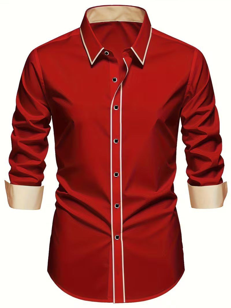 Daven | Long Sleeve Contrast Trim Button Shirt