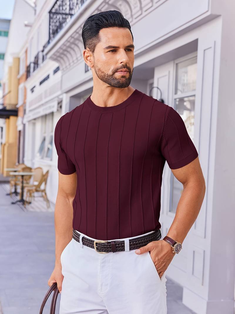 Sang | Knitted Round Neck Textured T-Shirt