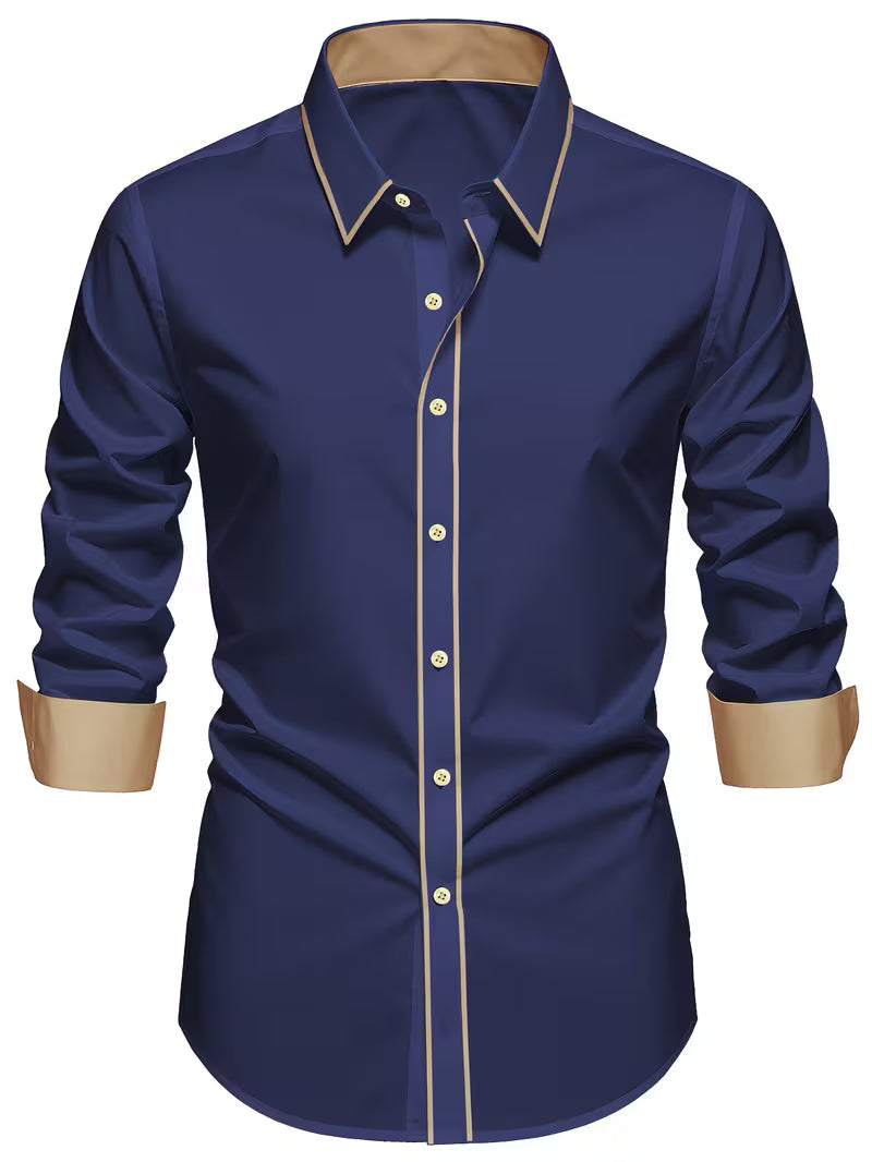Daven | Long Sleeve Contrast Trim Button Shirt