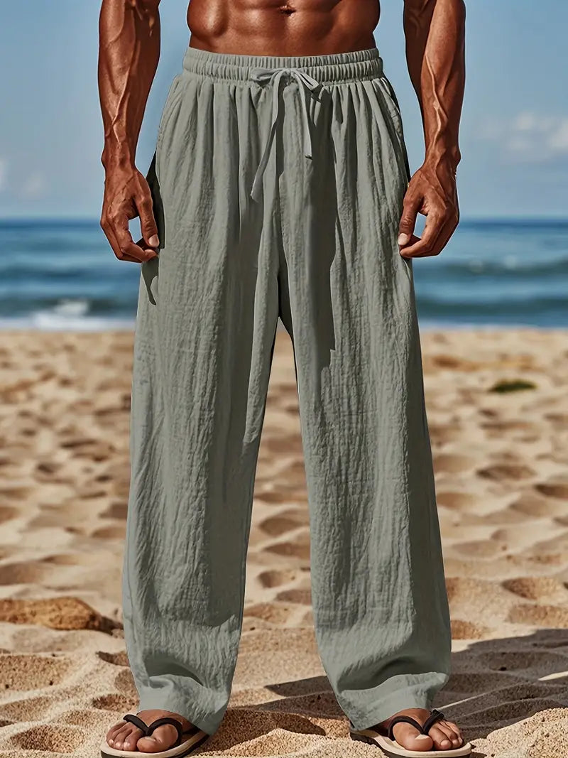Babaev | Drawstring Wide Leg Linen-Style Trousers