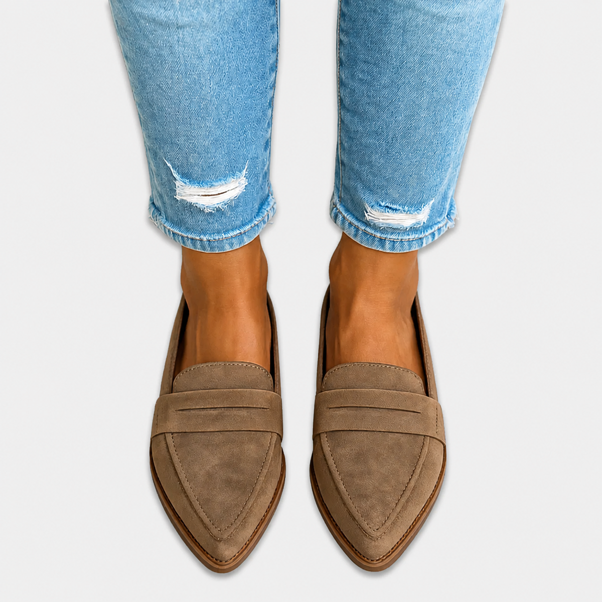 Brunhilde | Pointed Toe Loafers with Front Strap