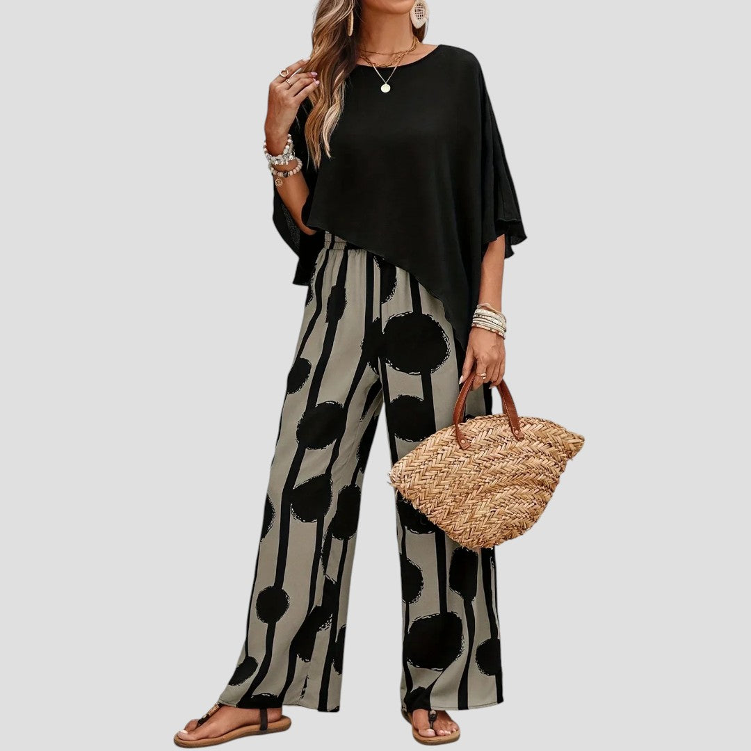 Paolina | Overlay Top Wide Leg Jumpsuit