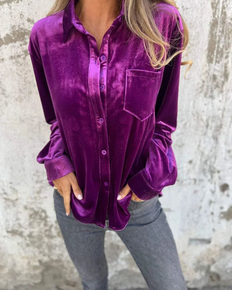 Arinka | Velvet Button Front Shirt