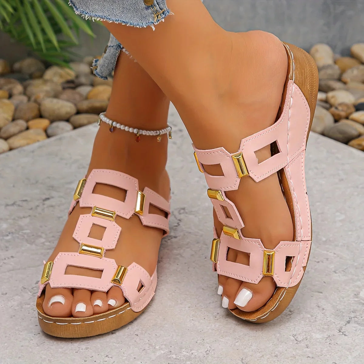 Norika | Open Toe Cut-Out Slide Sandals