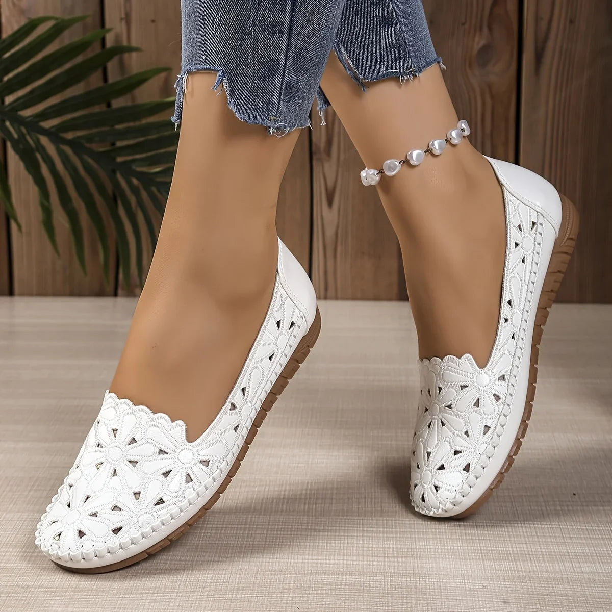 Inessa | Floral Cutout Loafer Flats