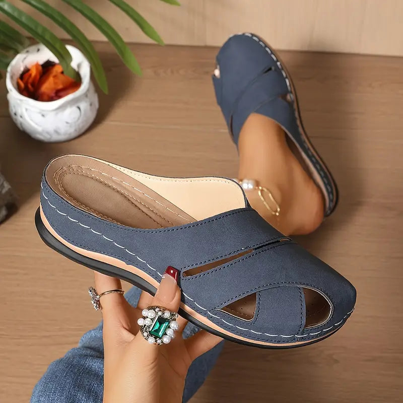 Tereza | Round Toe Cut-Out Mule Sandals
