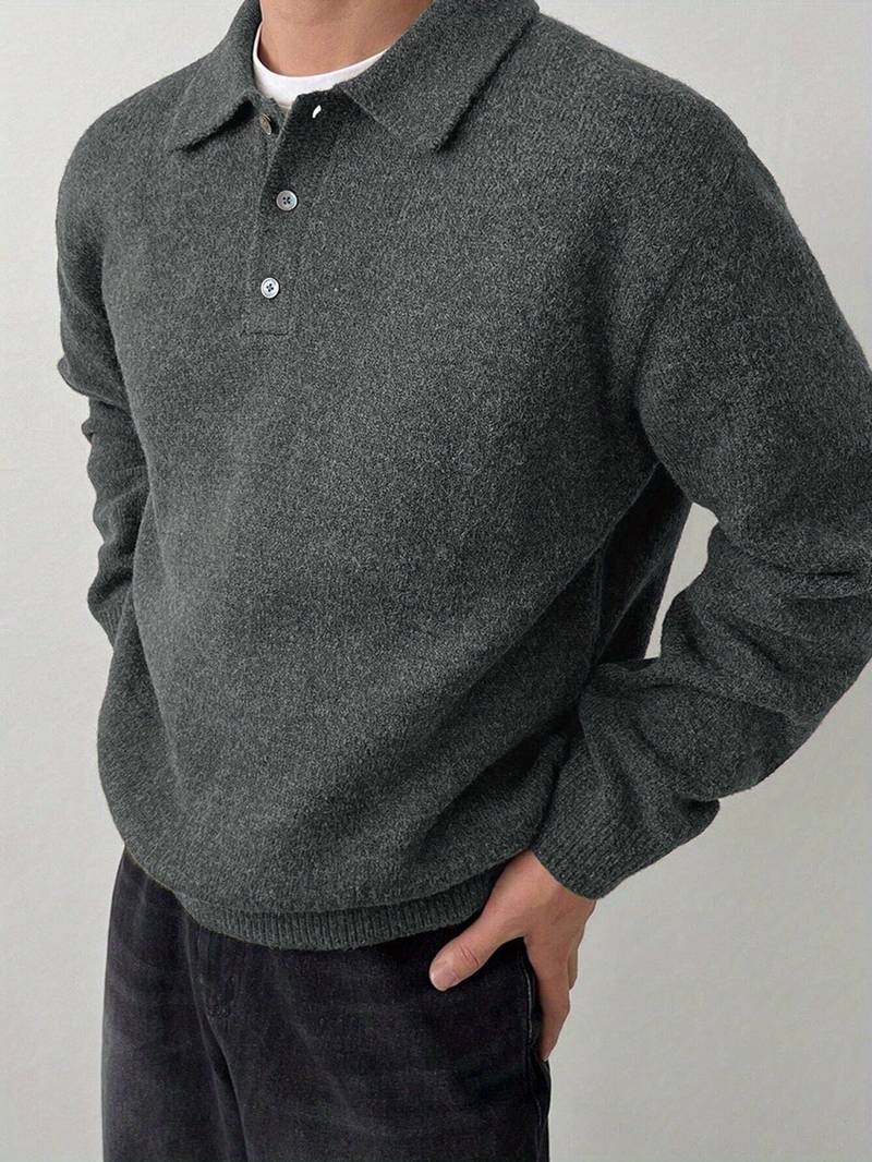 Eliran | Long Sleeve Textured Knit Polo Top