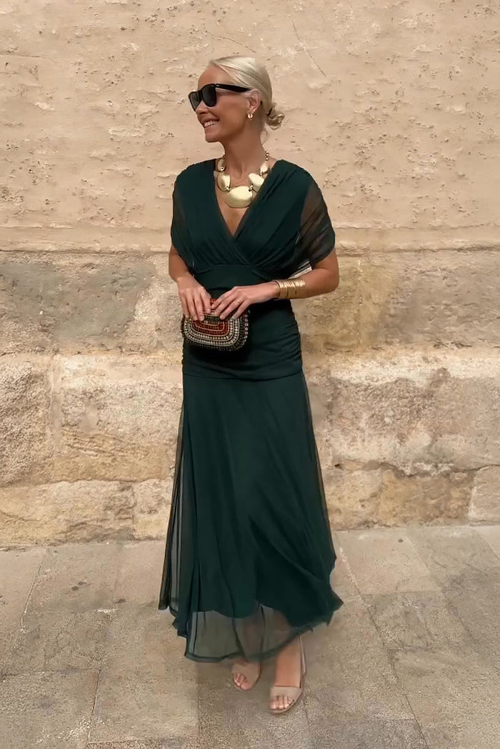 Nefeli | Maxi Dress V Neck Sleeveless Gathered