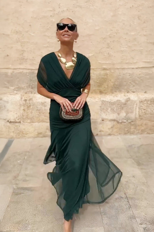Nefeli | Maxi Dress V Neck Sleeveless Gathered
