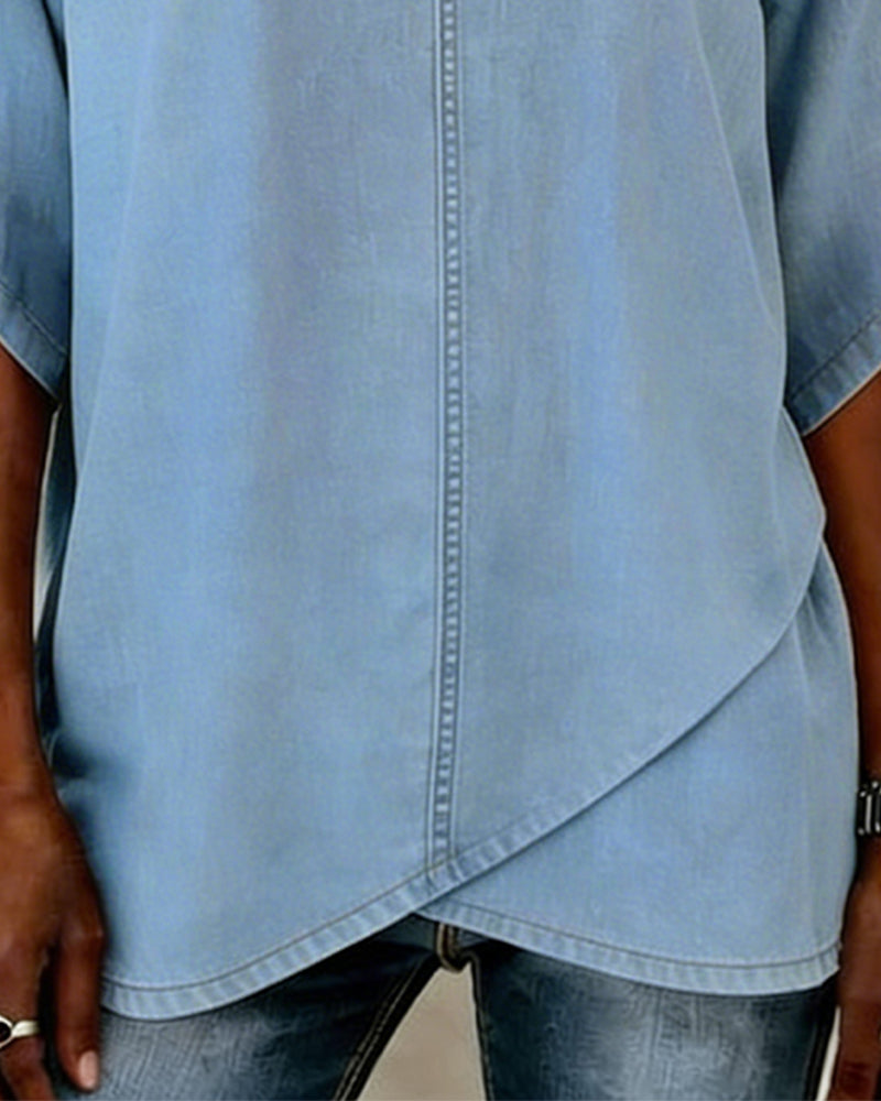 Laritza | V Neck Denim Style Overlap Top