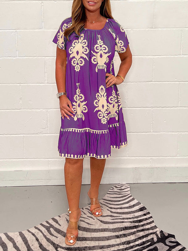 Ranee | Printed Short Sleeve Smock Dress