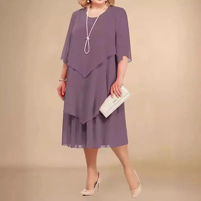 Enedina | Layered Chiffon Style Midi Dress