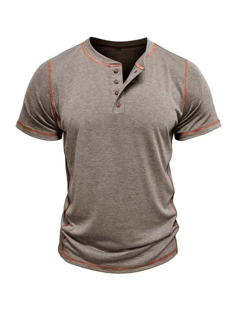 Orazio | Short Sleeve Henley Neck T-Shirt