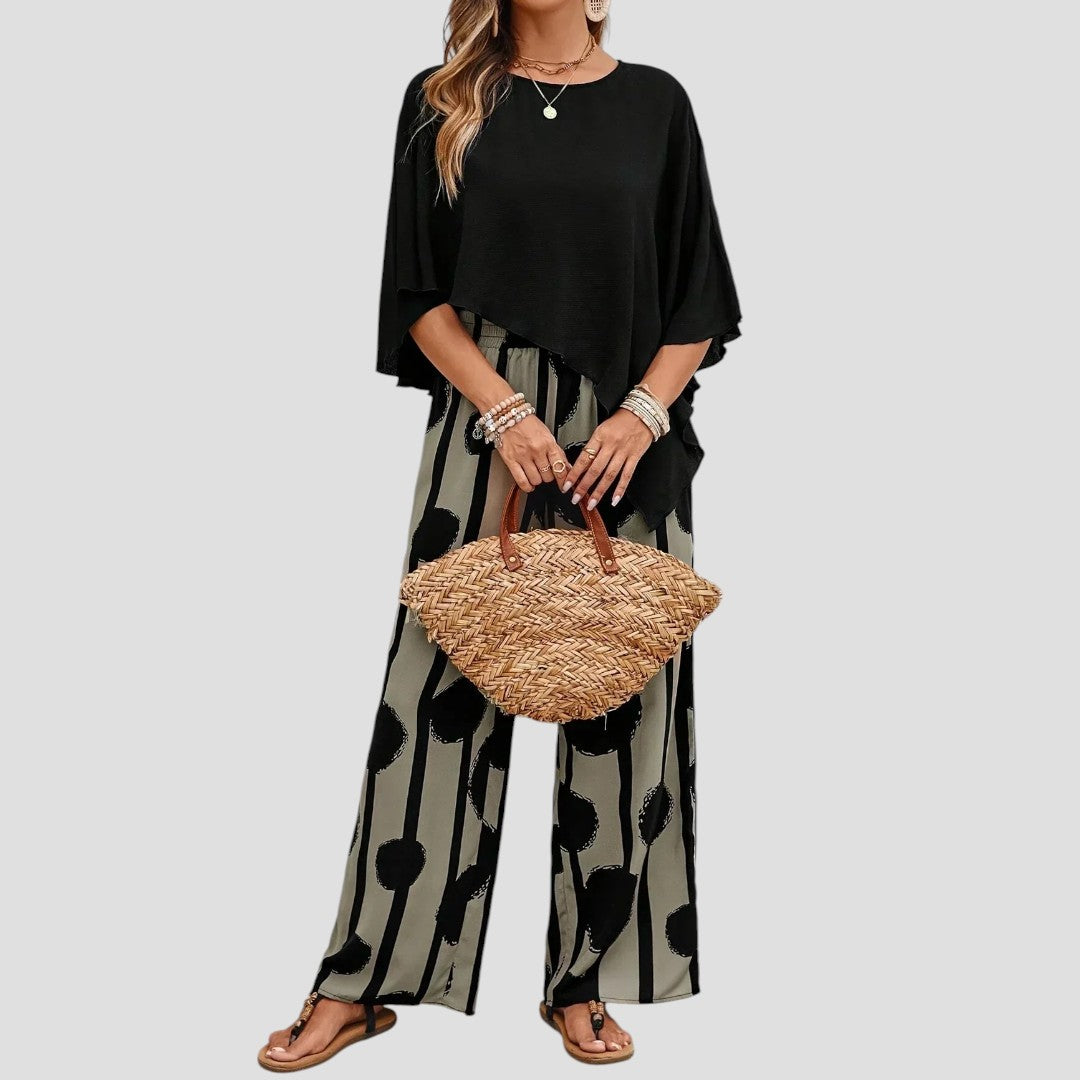 Paolina | Overlay Top Wide Leg Jumpsuit