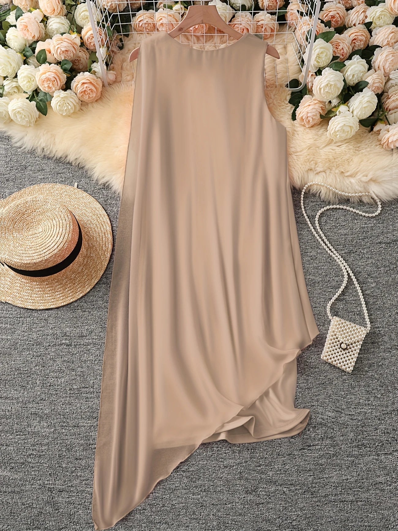 Maren | Sleeveless Asymmetric Layer Midi Dress