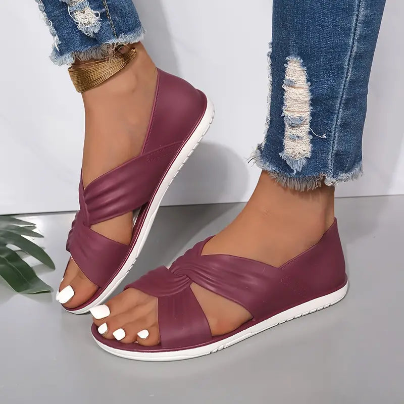 Lenja | Slide Sandals Cross Strap Open Toe