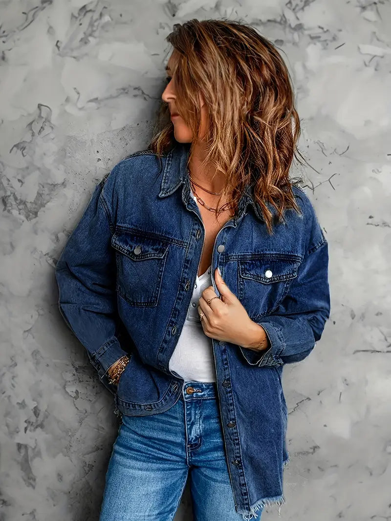 Malika | Denim Jacket with Long Sleeves and Pockets