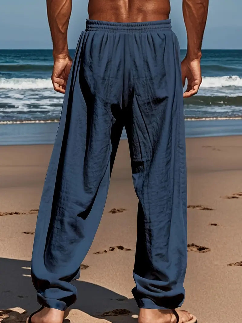 Babaev | Drawstring Wide Leg Linen-Style Trousers