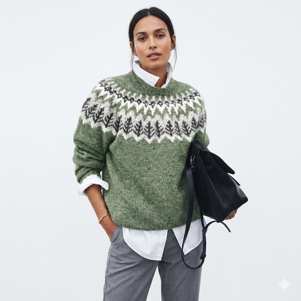 Winifred | Crewneck Jumper with Fair Isle Pattern