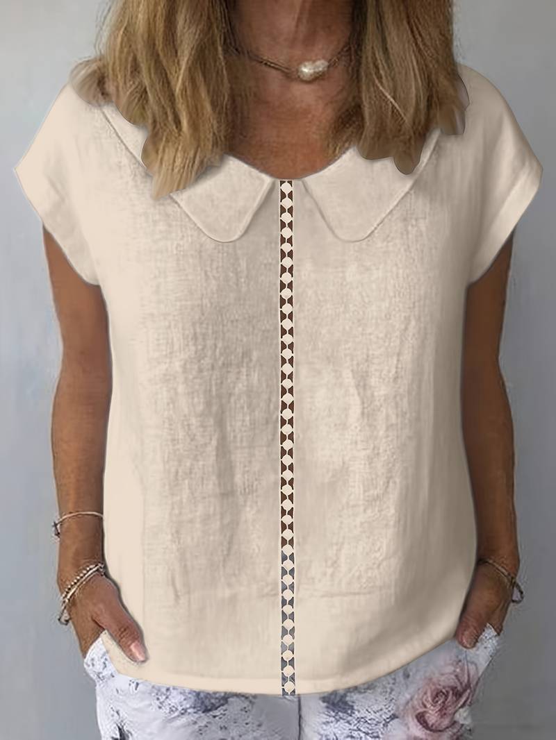 Krischelle - Peter Pan Collar Short Sleeve Blouse