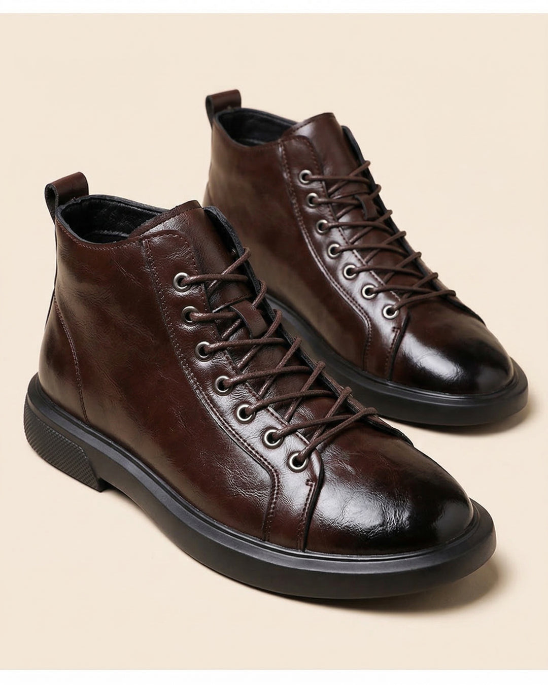 Kervens | Ankle Boots Brown Black Lace-Up