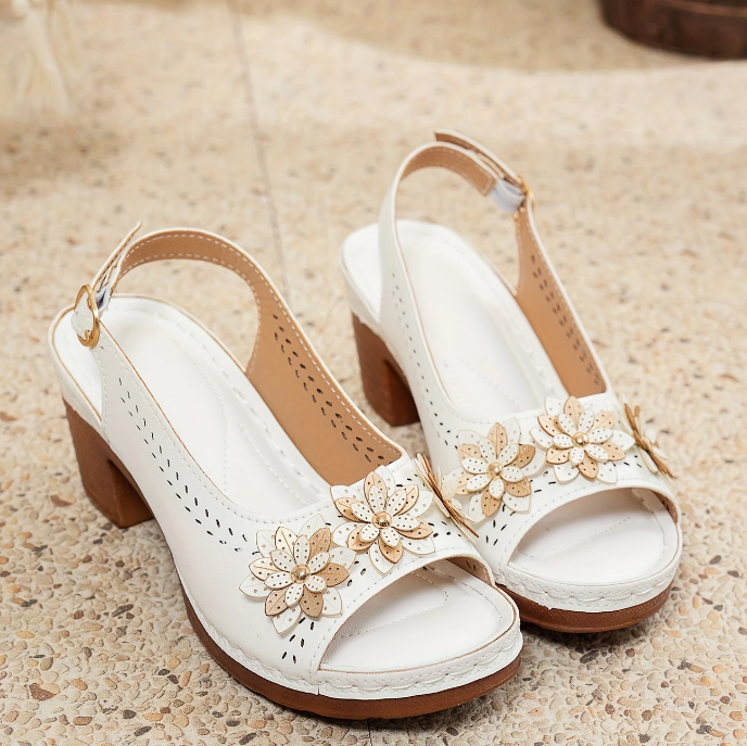Haisley | Sandals Floral Slingback Block Heel