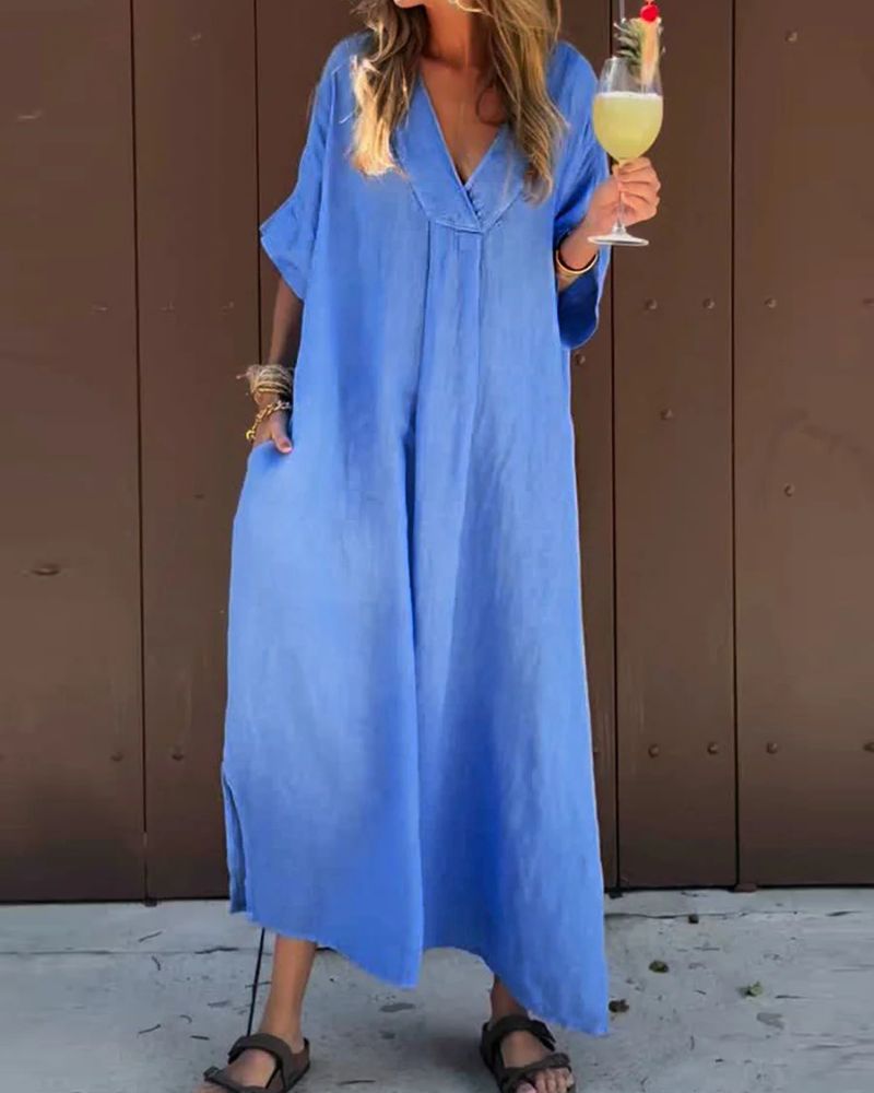 Zaira | V-Neck Loose Fit Maxi Dress