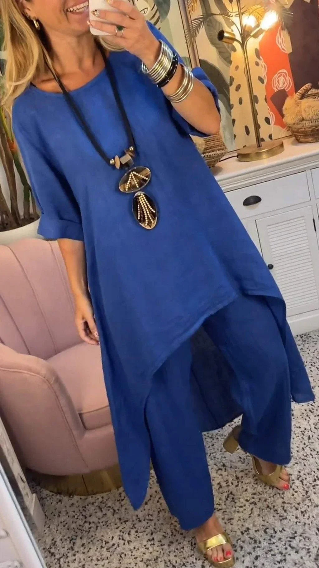 Maryla | Two Piece Asymmetric Tunic Trouser Set