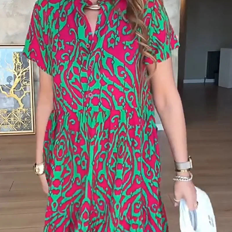 Jubilee | Printed Loose Fit A-Line Midi Dress