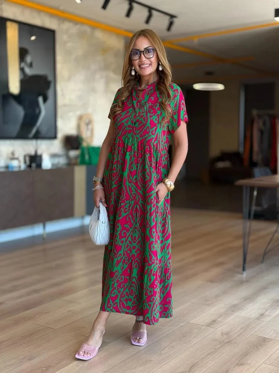 Jubilee | Printed Loose Fit A-Line Midi Dress