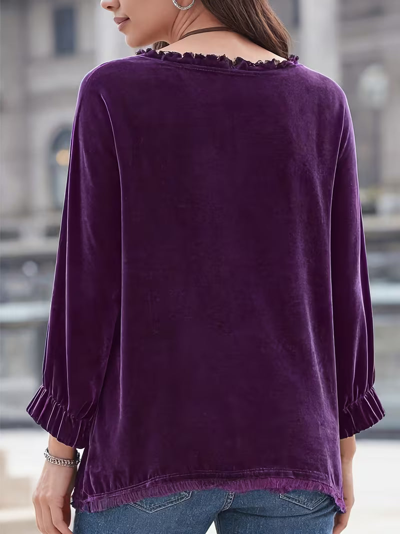 Petunia | Velvet Long Sleeve Loose Fit Top