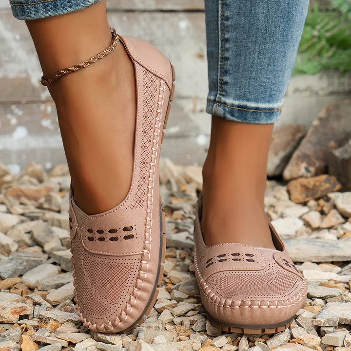 Gerdien | Brown Slip-On Perforated Loafers