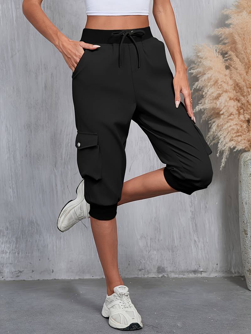 Kirabo | Cargo Cropped Drawstring Jogger Trousers