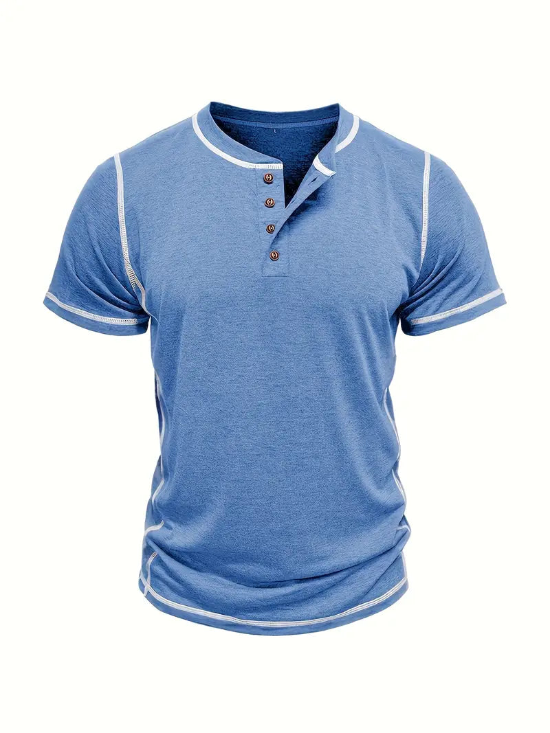 Orazio | Short Sleeve Henley Neck T-Shirt