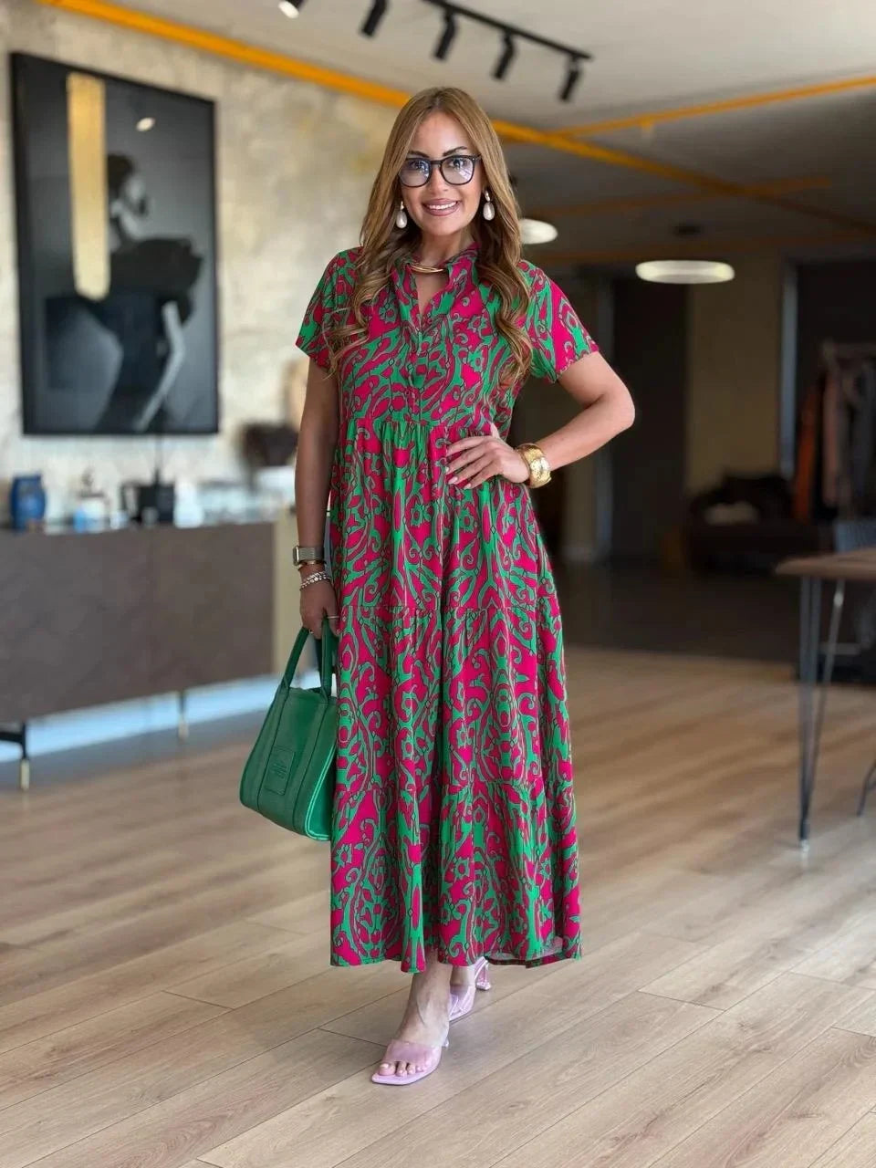 Jubilee | Printed Loose Fit A-Line Midi Dress