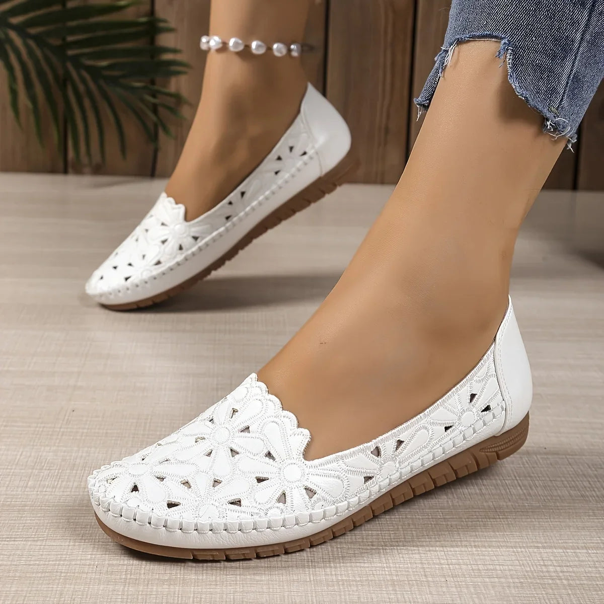 Inessa | Floral Cutout Loafer Flats