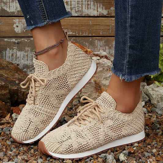 Susannah | Crochet Lace Up Casual Trainers