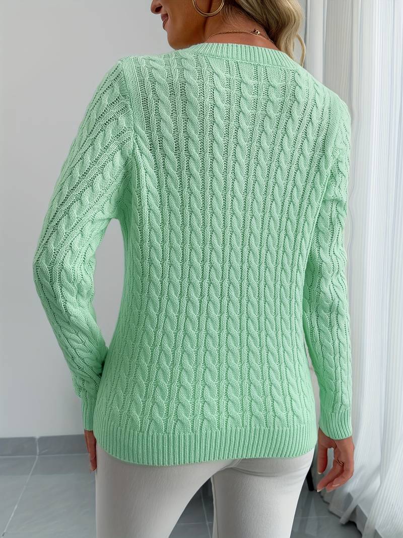 Zivah | V-Neck Cable Knit Jumper