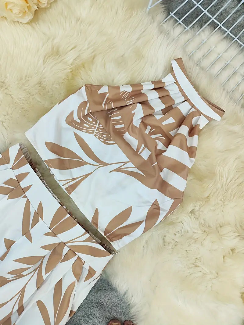 Zirina | Tropical Print Halter Two Piece Set