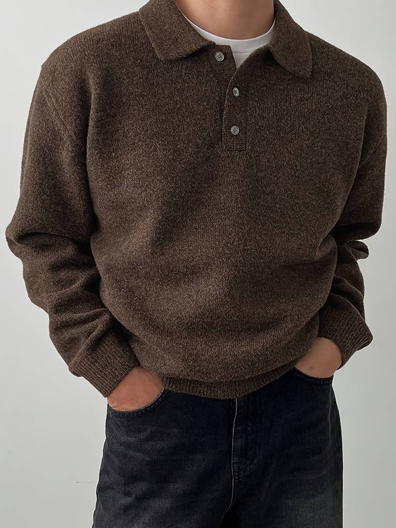 Eliran | Long Sleeve Textured Knit Polo Top